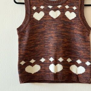 Cotton Emporium Brown Heart Pattern Sweater